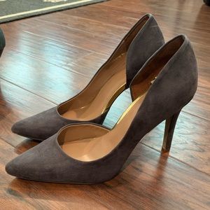 Gray suede high heel
